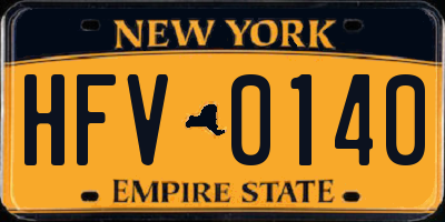 NY license plate HFV0140