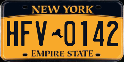 NY license plate HFV0142