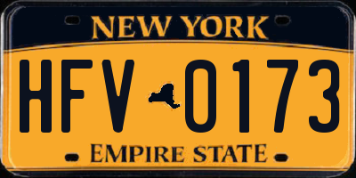 NY license plate HFV0173