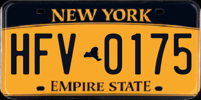 NY license plate HFV0175