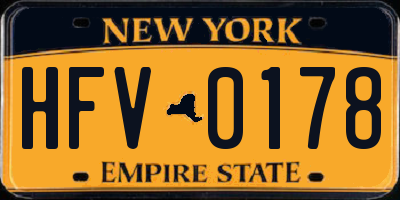 NY license plate HFV0178