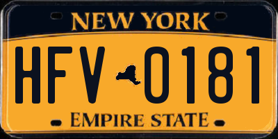 NY license plate HFV0181