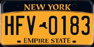 NY license plate HFV0183
