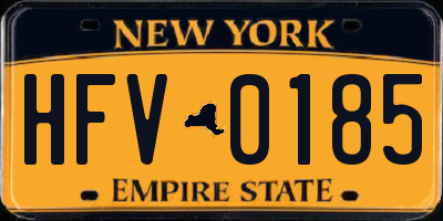NY license plate HFV0185
