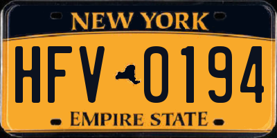 NY license plate HFV0194