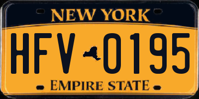 NY license plate HFV0195