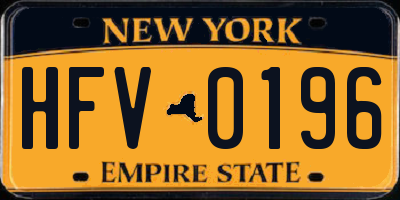 NY license plate HFV0196