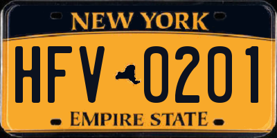 NY license plate HFV0201