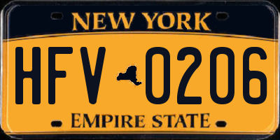 NY license plate HFV0206
