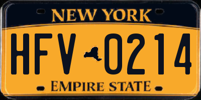 NY license plate HFV0214