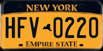 NY license plate HFV0220