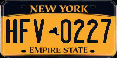NY license plate HFV0227