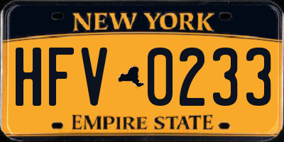 NY license plate HFV0233