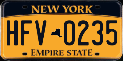NY license plate HFV0235