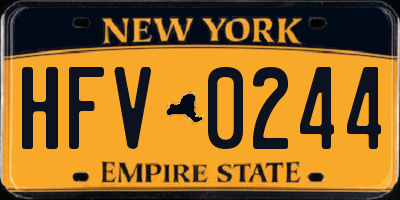 NY license plate HFV0244