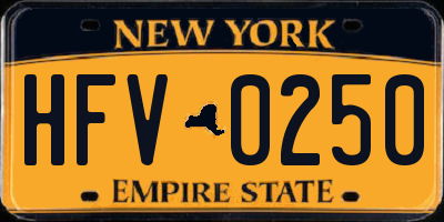 NY license plate HFV0250
