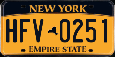 NY license plate HFV0251
