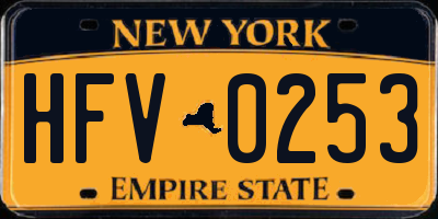 NY license plate HFV0253