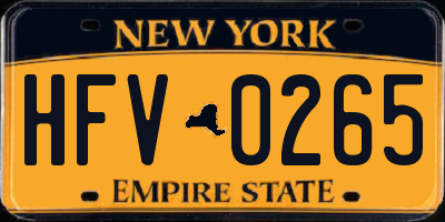 NY license plate HFV0265