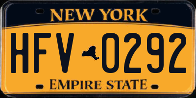 NY license plate HFV0292