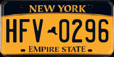 NY license plate HFV0296