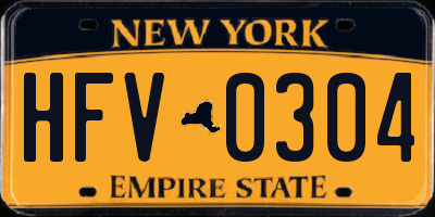 NY license plate HFV0304