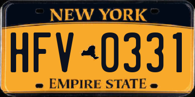 NY license plate HFV0331