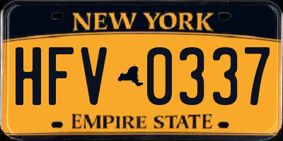 NY license plate HFV0337