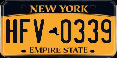 NY license plate HFV0339