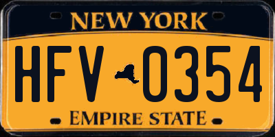NY license plate HFV0354