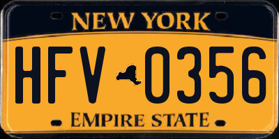 NY license plate HFV0356