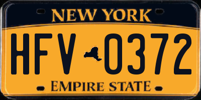 NY license plate HFV0372
