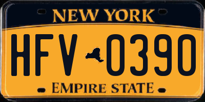 NY license plate HFV0390