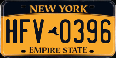 NY license plate HFV0396
