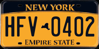 NY license plate HFV0402
