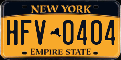 NY license plate HFV0404