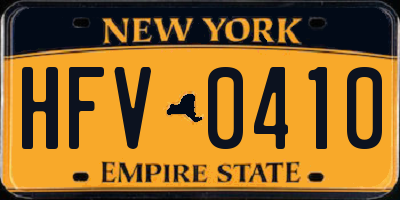 NY license plate HFV0410