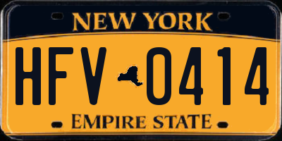 NY license plate HFV0414