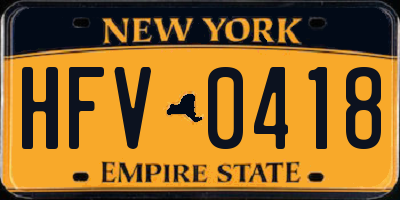 NY license plate HFV0418