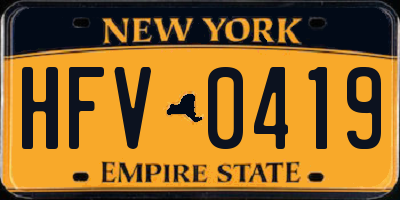 NY license plate HFV0419