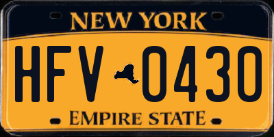 NY license plate HFV0430