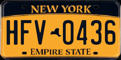 NY license plate HFV0436