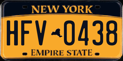 NY license plate HFV0438