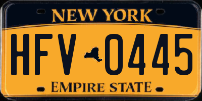 NY license plate HFV0445