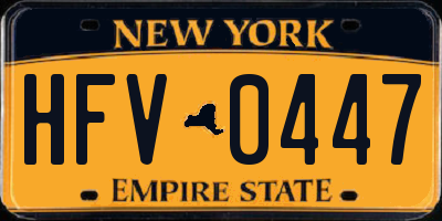 NY license plate HFV0447