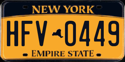 NY license plate HFV0449