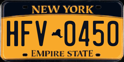 NY license plate HFV0450