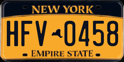 NY license plate HFV0458
