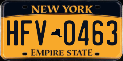 NY license plate HFV0463