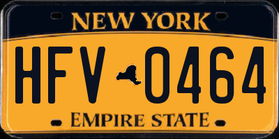 NY license plate HFV0464